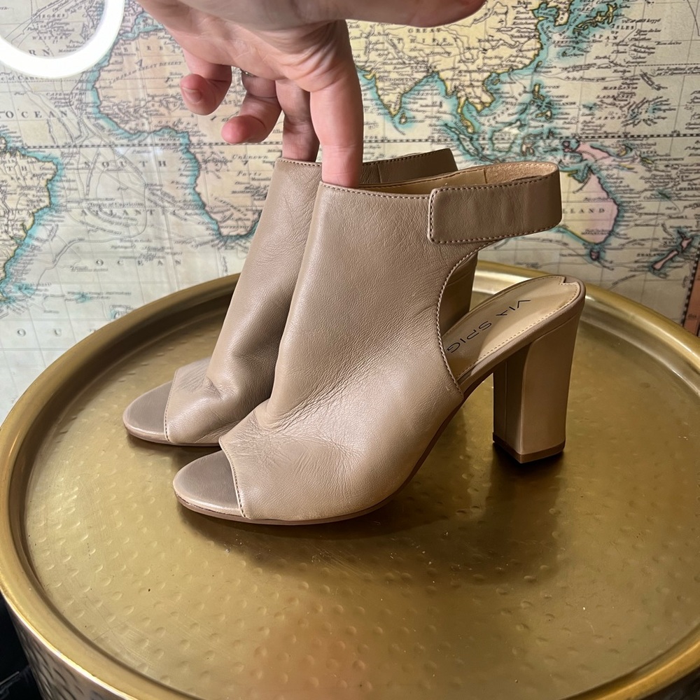 Via Spiga Open Toe High Heel Boots